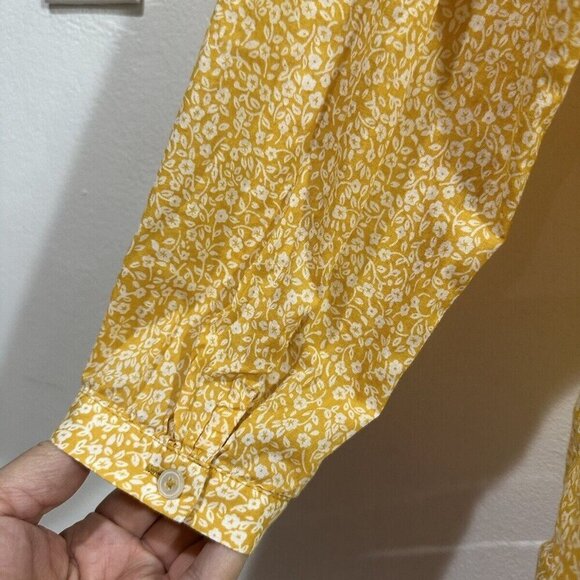 Talbots Top Women Women's Yellow Long  Sleeve Split V Neck Eyelet‎  Tunic SZ LP - Picture 7 of 14